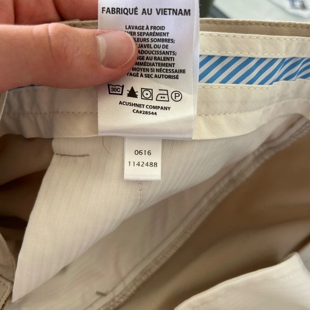 FJ FootJoy Golf Pants Mens 38x32 Tan Khaki Performance‎ Stretch Flat Front Poly